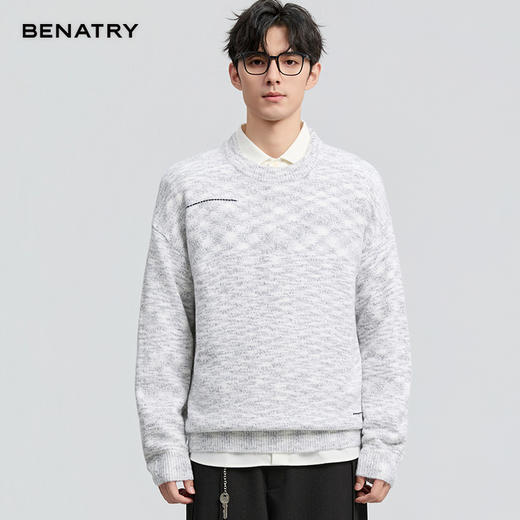 贝纳川冬季新品双纱圆领套头毛衣ECF416002 商品图0