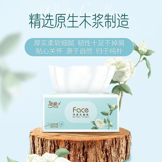洁柔-白茶花可湿水面纸(120抽) 6包/提 商品图2