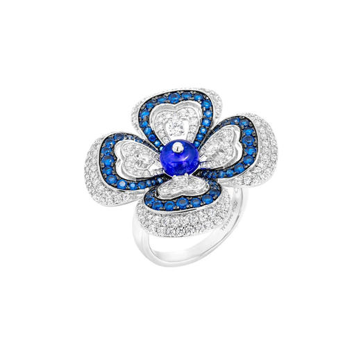  时尚潮流蓝色花朵设计贵气蓝戒指11692JB 商品图0