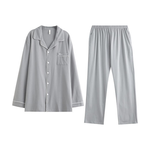 爱帝男式长袖睡衣套精梳棉经典翻领套装 商品图7