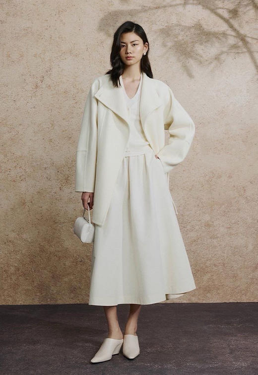 ZHI知全羊毛一粒扣荡领毛呢大衣外套101305 商品图9