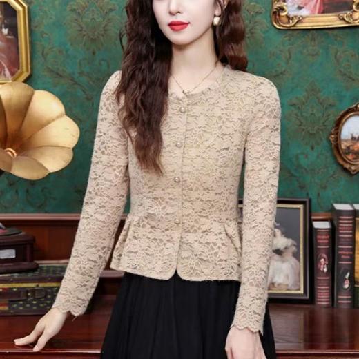 时尚蕾丝衬衫女士秋季2025新款洋气收腰显瘦长袖打底衫高级感上衣 商品图2