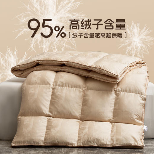 多喜爱 金羽朵95进口白鹅绒冬被/白鹅绒桑蚕丝子母被 -鎏光暖域/栖金枕月hl【95%绒子含量】【1000+清洁度】【波兰进口】【60S兰精天丝】【贡缎面料】银丝提花工艺 3D航空舱  10CM开口 商品图1