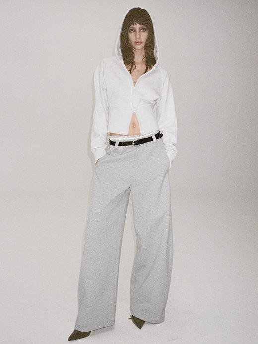 TR她热 一秒出街 灰色宽松百搭弹力松弛休闲阔腿弯刀卫裤 商品图3