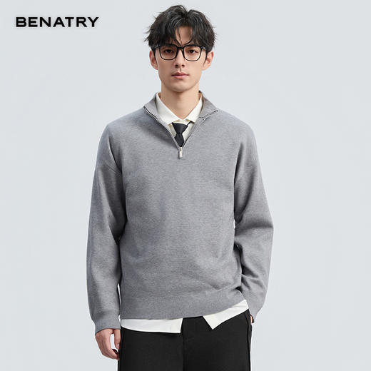 贝纳川冬季新品半拉链套头立领毛衣ECF416001 商品图4