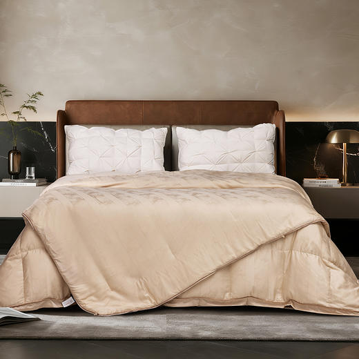 多喜爱 金羽朵95进口白鹅绒冬被/白鹅绒桑蚕丝子母被 -鎏光暖域/栖金枕月hl【95%绒子含量】【1000+清洁度】【波兰进口】【60S兰精天丝】【贡缎面料】银丝提花工艺 3D航空舱  10CM开口 商品图6