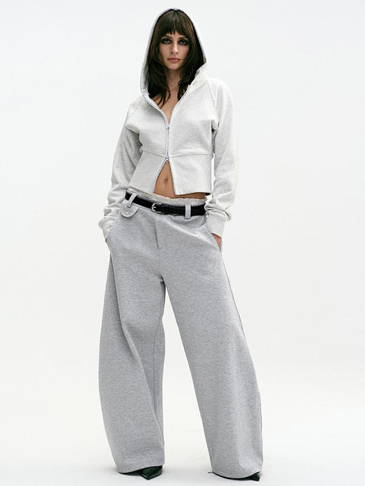 TR她热 一秒出街 灰色宽松百搭弹力松弛休闲阔腿弯刀卫裤 商品图4