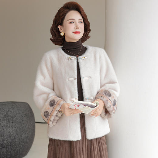 FW 8561新中式国风外套仿皮毛一体大衣毛绒绒减龄装 商品图3