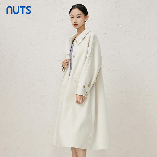 NUTS商场同款秋冬季高级感简约纯色翻领双面毛呢大衣女342152046 商品图3