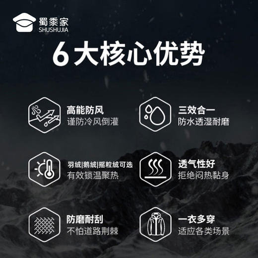 【实付满399送保温杯】【三合一鹅绒冲锋衣】摇粒绒/羽绒内胆休闲外套男女同款户外登山服FT502 商品图1