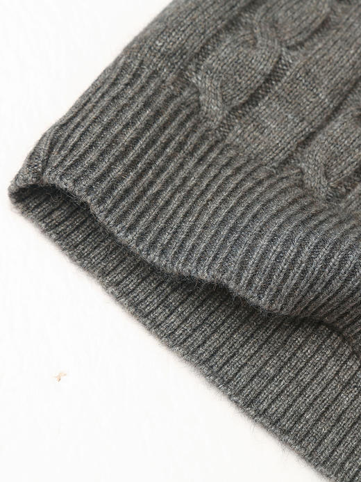 秋冬新款深灰色 V 领针织开衫女复古麻花编织单排扣宽松显瘦毛衣外套 商品图4