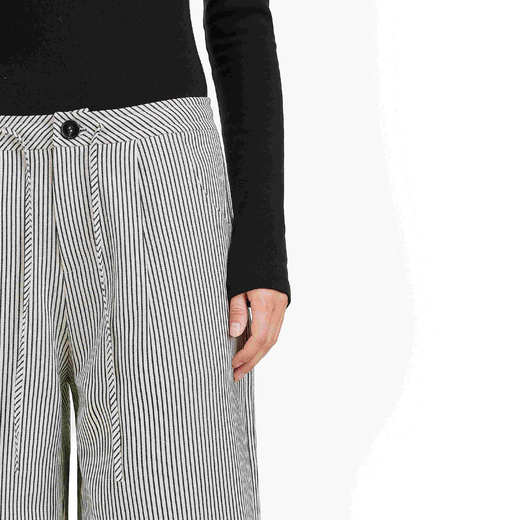 FDR官方店 细纹抽绳宽松直筒裤男女同款垂感休闲慵懒显瘦长裤 商品图2