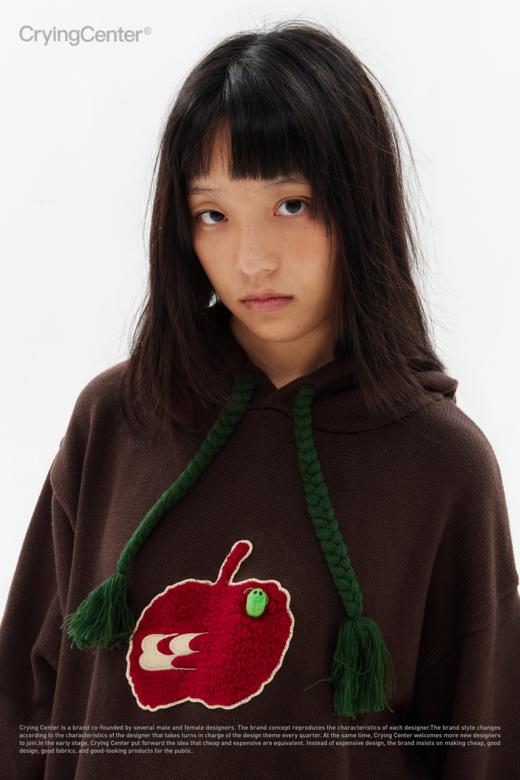 CryingCenter CCC可爱绒绒苹果虫 毛织连帽卫衣 哭喊中心 商品图2