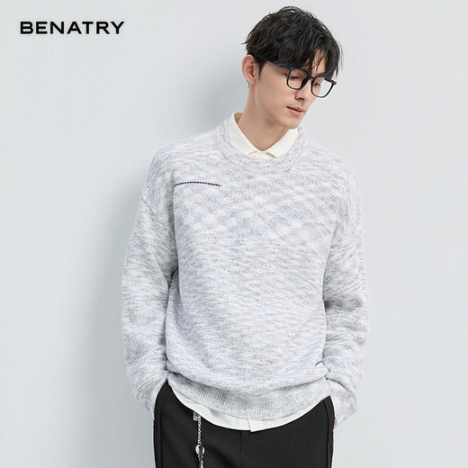贝纳川冬季新品双纱圆领套头毛衣ECF416002 商品图2