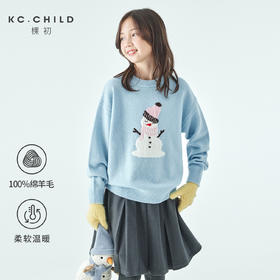 预售12.22发 棵初2025年冬季新款亲子中大女童雪人图案毛衣纯绵羊毛保暖上衣