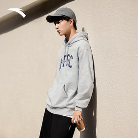 安踏加绒连帽卫衣男士冬季字母印花休闲长袖运动服上衣152448731N