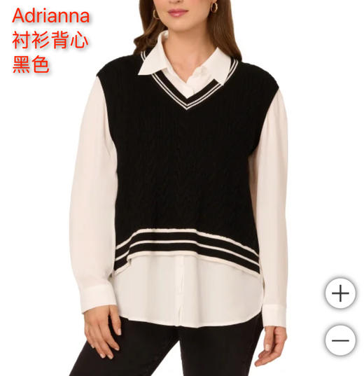 到手价219元 Adrianna Papell女款假两件针织衬衫背心 美国代购，无中文标签，介意慎拍 商品图0