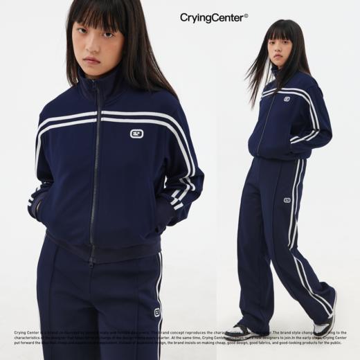 CryingCenter 藏青白边杠条运动员系列短款训练服外套 哭喊中心 商品图0