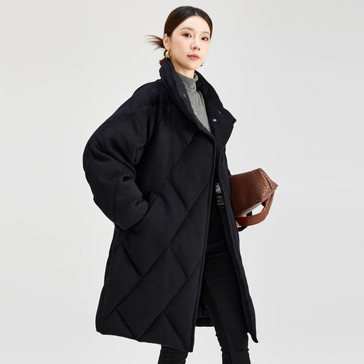 SM 8520复古国潮立领菱格鹅绒加厚外套休闲保暖宽松款 商品图1