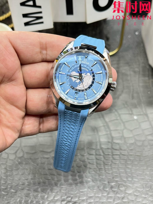 VS欧米茄新款海马世界时系列 VS海马世界时渐变蓝 湖蓝海马 海马世界时密底款 75周年纪念版 夏日蓝 男士腕表 表径43mm Aqua Terra 世界时腕表 商品图1