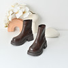 经典鲨2025冬季专柜新款百搭圆头中粗跟后拉链通勤短筒靴女KW65-558221 商品缩略图2