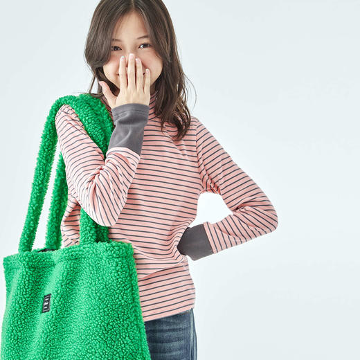 棵初25年冬季新款亲子中大女童经典条纹拼色打底衫高回弹保暖上衣 商品图3