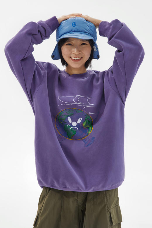CryingCenter 紫色地球印花圆领卫衣 哭喊中心 商品图1