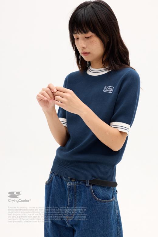 CryingCenter 海军蓝复古运动毛线短袖tee 哭喊中心 商品图1