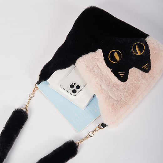 大英博物馆 盖亚·巴斯特系列 拼接猫咪 毛绒斜挎单肩包 商品图3