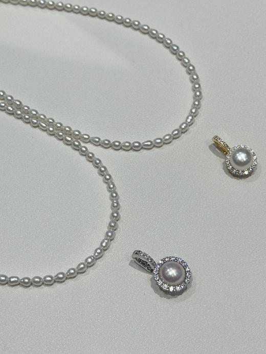 1014-2 炒鸡日常 跑量小米珠项链 4-4.5mm白亮米珠➕极光纯银锆石太阳花吊坠 商品图4