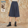 NUTS秋冬季蓝色复古气质高腰A字宽松百搭半身长裙女343061163 商品缩略图0