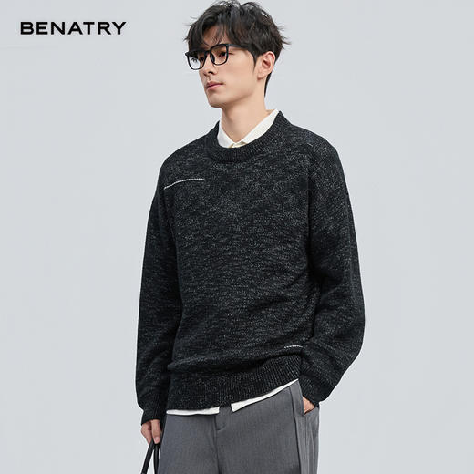 贝纳川冬季新品双纱圆领套头毛衣ECF416002 商品图5