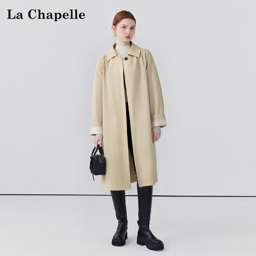 会员福利【莱赛尔+棉】拉夏贝尔/La Chapelle极简高级翻领风衣早秋韩版休闲宽松廓形大衣中长款 商品图2