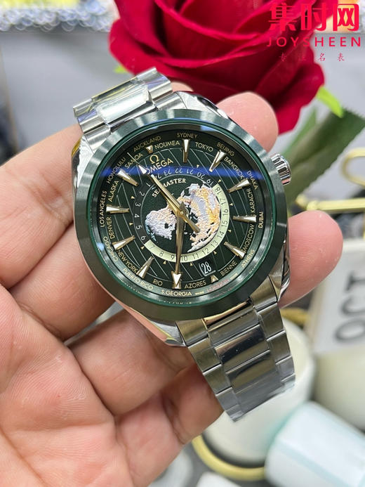 VS欧米茄新款海马世界时系列 VS海马世界时墨绿 绿海马 海马世界时绿色款 男士腕表 表径43mm 商品图2