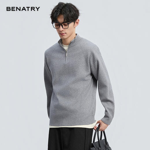 贝纳川冬季新品半拉链套头立领毛衣ECF416001 商品图6