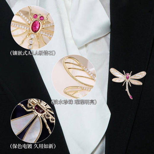 高级感轻奢天然母贝蝴蝶胸针，锆石精致奢华衣饰收腰神器配饰胸花LY-M-405 商品图2