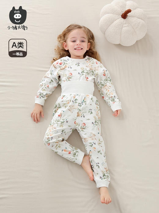 小猪大卫秋冬纯棉高腰护肚套装男女童家居服80-110 商品图2