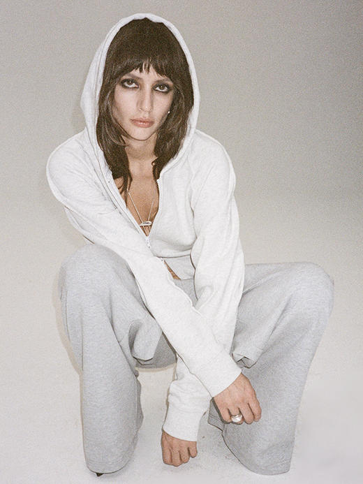 TR她热 一秒出街 灰色宽松百搭弹力松弛休闲阔腿弯刀卫裤 商品图1