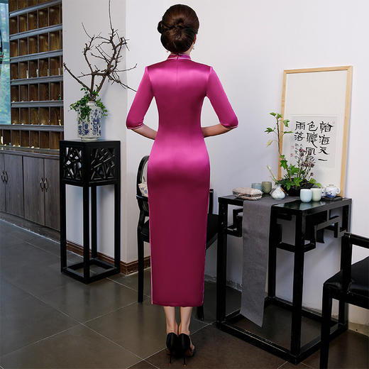 新品婚宴喜婆婆重礼服修身改良长款旗袍女中年妈妈中国风旗袍 商品图3