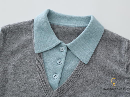 MAISON COVET 纯山羊绒假两件式拼色上衣 商品图5