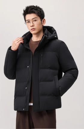 2025冬新款羽绒服短款男士气质商务休闲保暖连帽外套羽绒服2072