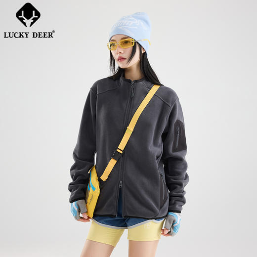 【秋冬新品！88元秒杀！】LUCKY DEER幸运鹿秋冬季时尚摇粒绒开衫外套户外轻保暖外套 商品图1