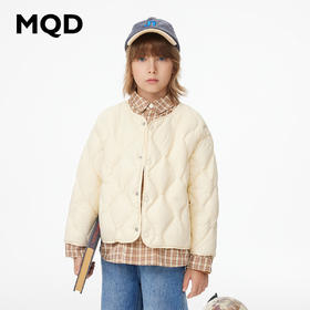 【MQD】童装儿童羽绒服假两件冬装衬衫内里短款米白色早春羽绒