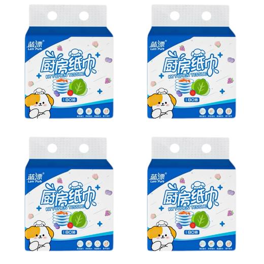 蓝漂 白色多功能厨房挂式抽纸4提箱装 6922454354239-3 商品图0