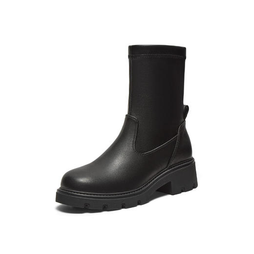 BF楼真美诗2025新冬款复古显瘦弹力瘦瘦厚底时装短靴女1783ADZ5吊牌价1698折后价1398 商品图1