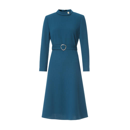 EITIE爱特爱优雅气质立领收腰显瘦通勤湖蓝连衣裙2025秋冬新款D2507905 商品图5