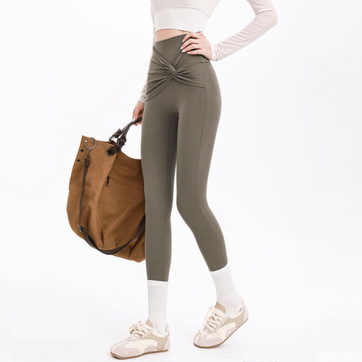 跃牌【禅语梵心】裸感纽结收腹高弹力运动裤瑜伽裤紧身显瘦高腰蜜桃提臀健身长裤女CK3455 商品图1