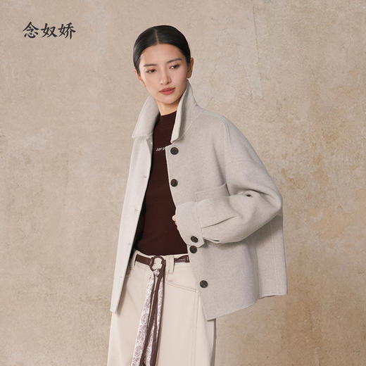 【商场同款】CNC5015 “ 干练短大衣 ” 蚕丝羊绒双面呢材质  轻暖无压 商品图8