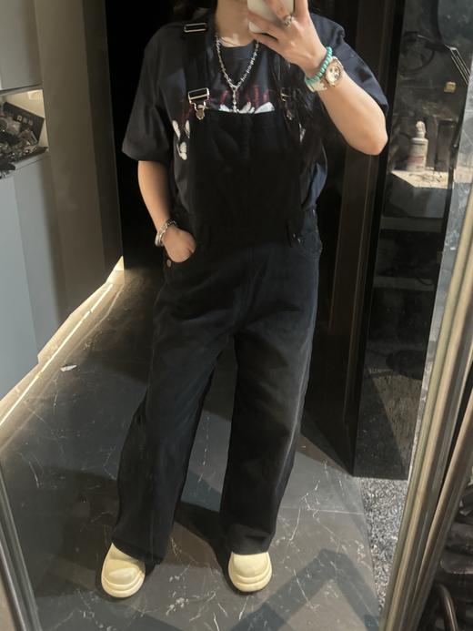 男女同款黑色宽松牛仔背带裤（蕾姐S参考 波哥穿M码） 商品图5