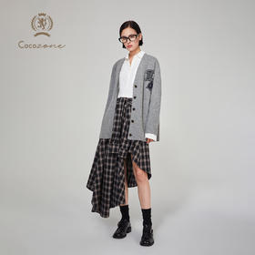 COCOZONE 刘一一 海德公园2025春季100绵羊毛V领针织开衫CC1C2263